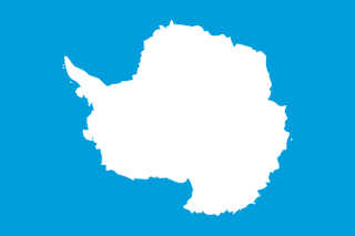The flag of Antarctica features a plain white map of the country on a blue background.