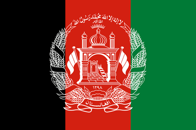 The flag of the Islamic Emirate of Afghanistan has a white field with Arabic inscriptions — the Shahada — in black across its center.